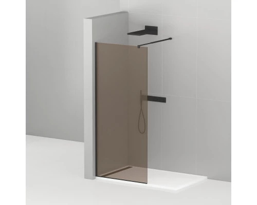 Душевая стенка Cezares Liberta 110 см со свободным входом, стекло бронза, профиль черный, LIBERTA-L-1-110-120-BR-NERO