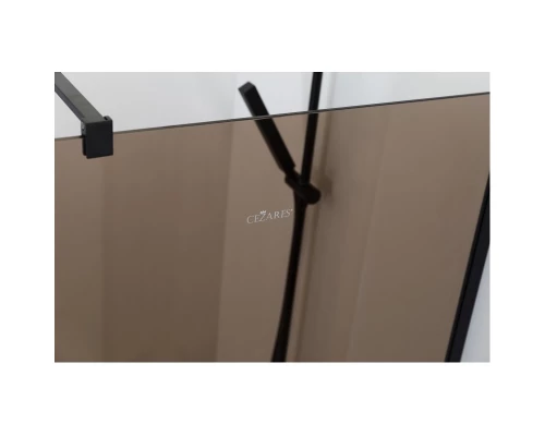 Душевая стенка Cezares Liberta 110 см со свободным входом, стекло бронза, профиль черный, LIBERTA-L-1-110-120-BR-NERO