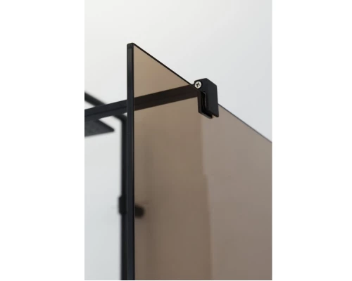 Душевая стенка Cezares Liberta 110 см со свободным входом, стекло бронза, профиль черный, LIBERTA-L-1-110-120-BR-NERO