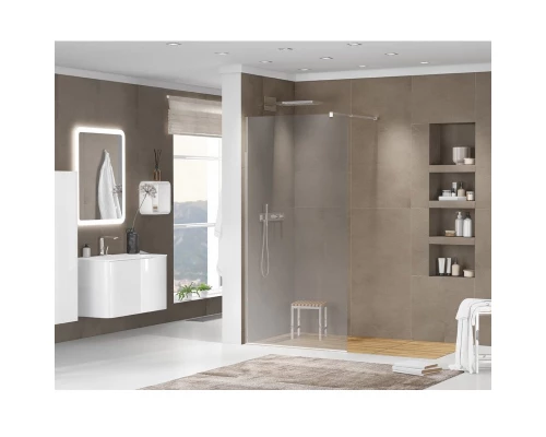 Душевая стенка Cezares Liberta 110 см со свободным входом, стекло графит, профиль хром, LIBERTA-L-1-110-120-GR-Cr