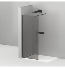 Душевая стенка Cezares Liberta 120 см со свободным входом, стекло графит, профиль черный, LIBERTA-L-1-120-120-GR-NERO