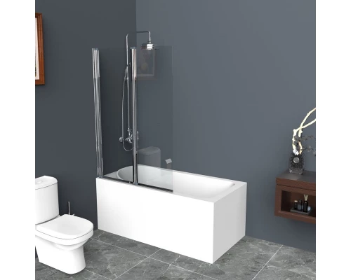 Душевая шторка на ванну BelBagno UNO, 90 х 150 см, стекло прозрачное/рифлёное, профиль хром, UNO-V-2-90/150-C/P-Cr