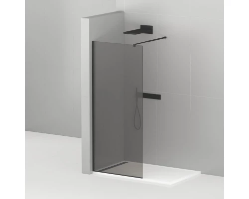 Душевая стенка Cezares Liberta 110 см со свободным входом, стекло графит, профиль черный, LIBERTA-L-1-110-120-GR-NERO