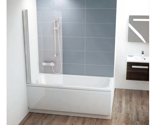 Шторка на ванну Ravak CVS1 80, левая/правая, профиль белый, витраж транспарент, 7QL40100Z1/7QR40100Z1