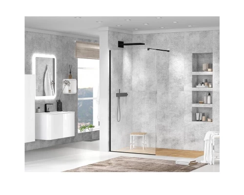 Душевая стенка Cezares Liberta 110 см со свободным входом, стекло прозрачное, профиль черный, LIBERTA-L-1-110-120-C-NERO