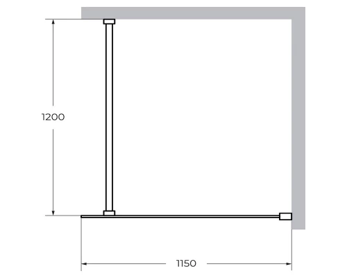 Душевая стенка Cezares Liberta 115 см со свободным входом, стекло прозрачное, профиль черный, LIBERTA-L-1-115-120-C-NERO