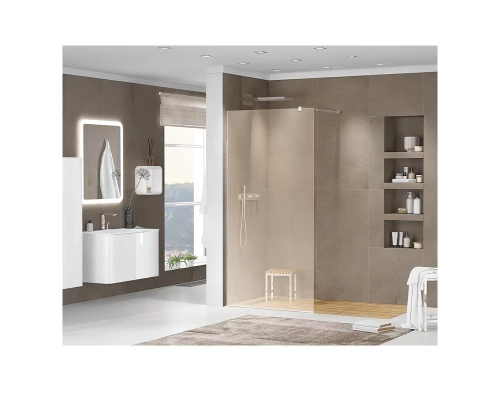 Душевая стенка Cezares Liberta 120 см со свободным входом, стекло бронза, профиль хром, LIBERTA-L-1-120-120-BR-Cr