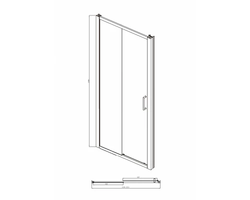 Душевая дверь в нишу Bravat Line BD120.4101A, 120 x 200 см, раздвижная, стекло прозрачное, хром