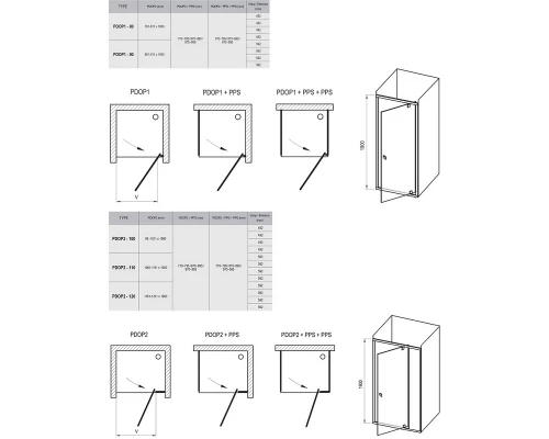 PDOP1-80 черный + транспарент, Ravak Pivot душевая дверь одноэлементная