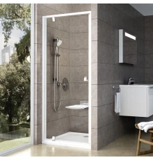 Душевая дверь Ravak Pivot PDOP1-80, профиль белый, ручки хром, витраж транспарент, 03G40100Z1