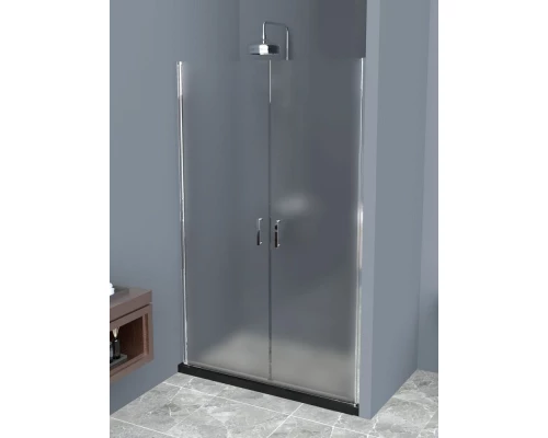 Душевая дверь в нишу BelBagno UNO, 90 х 190 см, стекло прозрачное/рифлёное, профиль хром, UNO-B-2-90-C-Cr/UNO-B-2-90-P-Cr