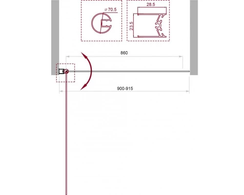 Душевая шторка на ванну BelBagno Uno, 90 х 150 см, стекло прозрачное, профиль черный матовый, UNO-V-1-90/150-C-NERO