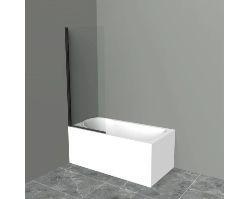 Душевая шторка на ванну BelBagno Uno, 90 х 150 см, стекло прозрачное, профиль черный матовый, UNO-V-1-90/150-C-NERO