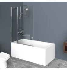 Душевая шторка на ванну BelBagno UNO, 100 х 150 см, стекло прозрачное/рифлёное, профиль хром, UNO-V-11-100/150-C/P-Cr