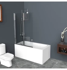 Душевая шторка на ванну BelBagno UNO, 110 х 150 см, стекло прозрачное, профиль хром, UNO-V-2-110/150-C-Cr