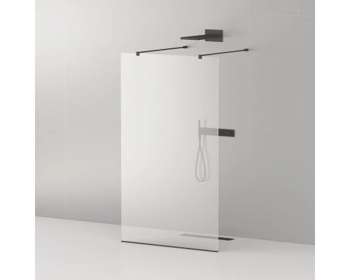 Душевая стенка Cezares Liberta 100 см со свободным входом, стекло прозрачное, профиль черный, LIBERTA-L-2-100-120-C-NERO