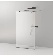 Душевая стенка Cezares Liberta 120 см со свободным входом, стекло прозрачное, профиль черный, LIBERTA-L-2-120-120-C-NERO