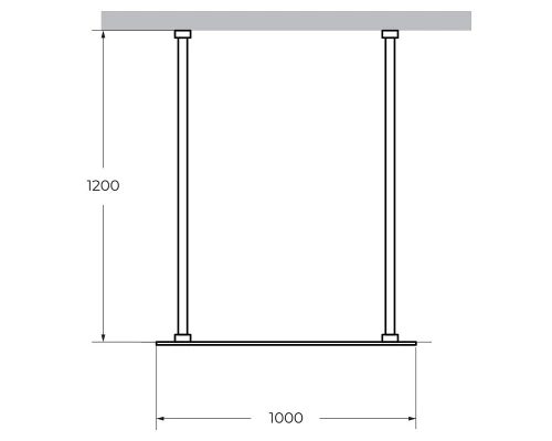 Душевая стенка Cezares Liberta 100 см со свободным входом, стекло графит, профиль черный, LIBERTA-L-2-100-120-GR-NERO