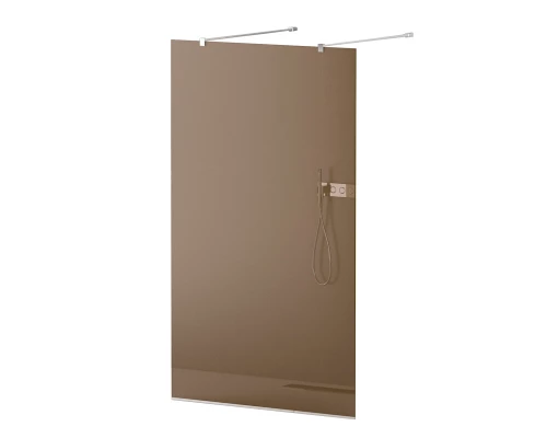 Душевая стенка Cezares Liberta 90 см со свободным входом, стекло бронза, профиль хром, LIBERTA-L-2-90-120-BR-Cr