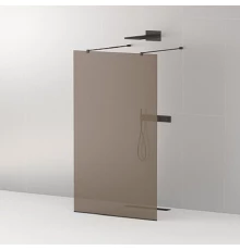 Душевая стенка Cezares Liberta 90 см со свободным входом, стекло бронза, профиль черный, LIBERTA-L-2-90-120-BR-NERO