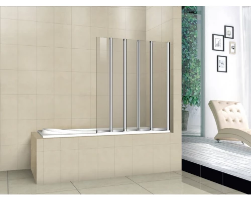 Шторка на ванну Cezares PRATICO-V-5-120/140-C-Cr, стекло прозрачное