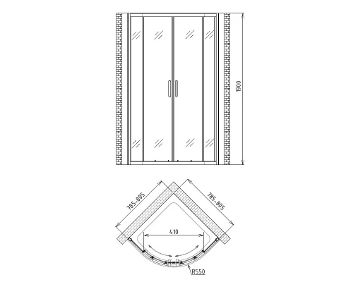 Душевой уголок Gemy Victoria, 80 х 80 х 190 см, стекло матовое, профиль хром, S30062M