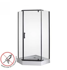 Душевой уголок Parly ZPE911B, 90 x 90 см, c поддоном, пятиугольный, профиль черный, стекло прозрачное