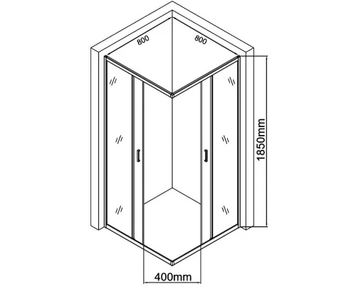 Душевой уголок Aquanet SE-800S 80х80х185, квадратный, профиль хром, стекло прозрачное