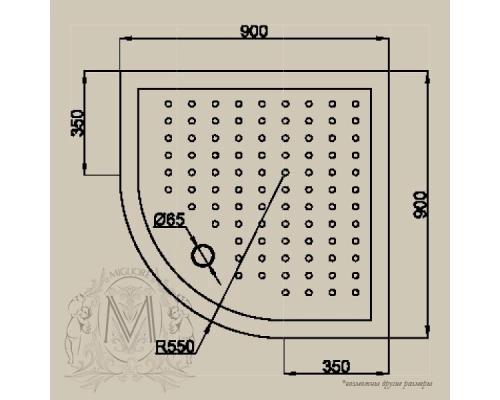 Душевой уголок Migliore Diadema, 90 х 90 х 195 см, стекло матовое с декором