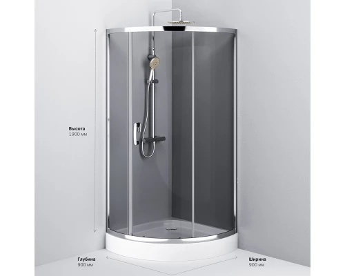 Душевой уголок Am.Pm Like Solo Slide 90 x 90 см, профиль матовый хром, стекло тонированное, W83G-315-090CG64