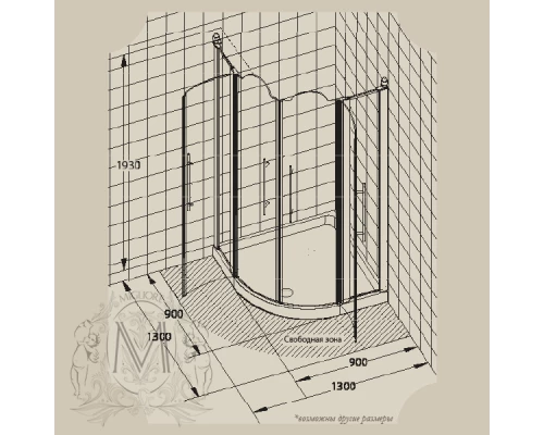Душевой уголок Migliore Diadema 90 х 90 х 185 см, стекло матовое, 22678