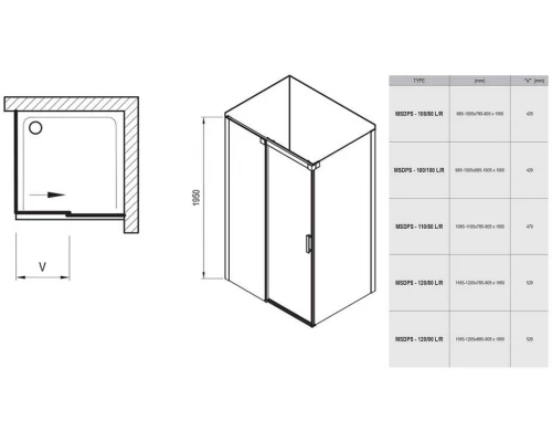 Душевой уголок Ravak Matrix MSDPS 120х80, левый/правый, профиль сатин, витраж транспарент, 0WLG4U00Z1/0WPG4U00Z1