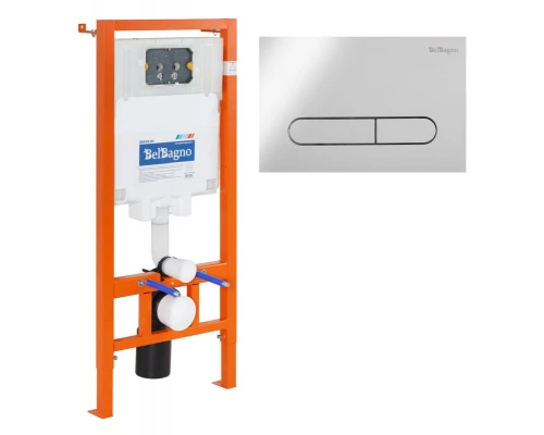 Инсталляция BelBagno для подвесного унитаза BB002-80, клавиша хром BB005-PR-CHROME