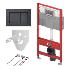 Инсталляция TECE TECEprofil UNI 2.0 для подвесного унитаза, 9300302 с крепежом и шумоизоляцией и клавишей в цвете черный матовый