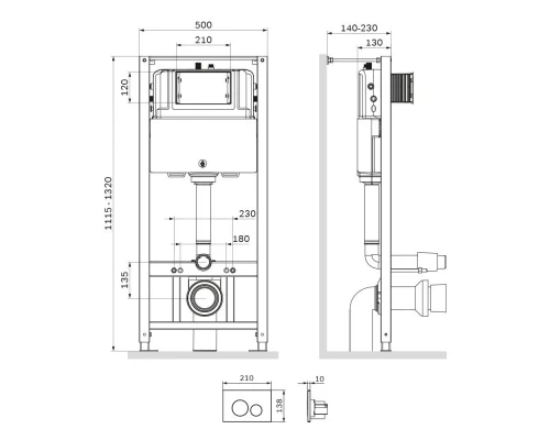Инсталляция Am.Pm Pro для подвесного унитаза с пневматической клавишей Pro L пластик, глянцевый хром, I012704.9051