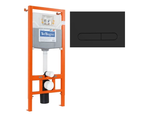 Инсталляция BelBagno для подвесного унитаза BB002-80, клавиша черный матовый BB007-PR-NERO.M