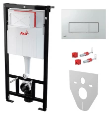 Комплект AlcaPlast SET 4 в 1: инсталляция, звукоизоляция, крепления, клавиша M571 хром глянец, AM101/1120-4:1 RU M571-0001