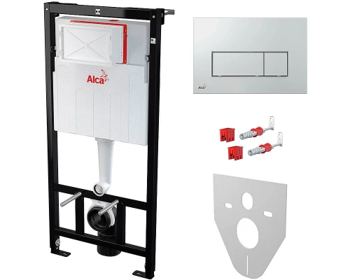 Комплект AlcaPlast SET 4 в 1: инсталляция, звукоизоляция, крепления, клавиша M571 хром глянец, AM101/1120-4:1 RU M571-0001