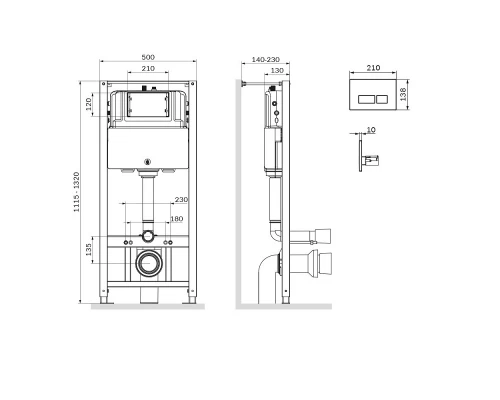 Инсталляция Am.Pm Pro для подвесного унитаза, с пневматической клавишей Pro L, черный матовый, I012704.9038