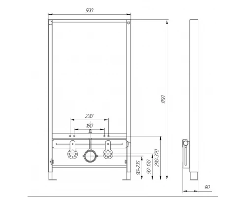 Монтажная рама Aquatek Standart 50 для подвесного биде, INSB-0000001