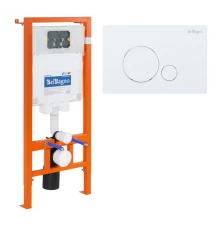 Инсталляция BelBagno для подвесного унитаза BB002-80, клавиша белая круглая BB014-SR-BIANCO