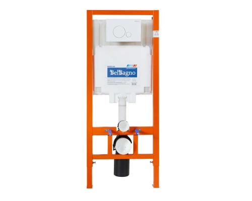 Инсталляция BelBagno для подвесного унитаза BB002-80, клавиша белая круглая BB014-SR-BIANCO