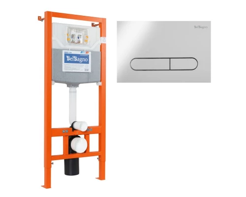 Инсталляция BelBagno для подвесного унитаза BB001-120, клавиша хром BB005-PR-CHROME