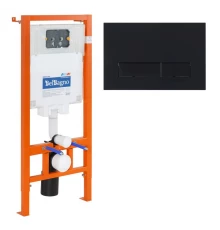 Инсталляция BelBagno для подвесного унитаза BB002-80, клавиша черный матовый BB012-MR-NERO.M