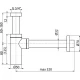 Сифон для раковины AlcaPlast A400B DN32 Design цельнометаллический, цвет - белый