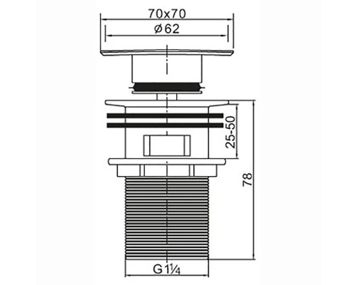 Донный клапан BelBagno, с переливом, хром, BB-PCU-07-CRM