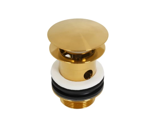 Донный клапан Cezares Eco, для раковины, с переливом, click-clack, брашированное золото, ECO-SAT-BORO
