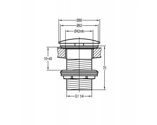Донный клапан Cezares Eco, для раковины, без перелива, click-clack, брашированное золото, ECO-SC-BORO