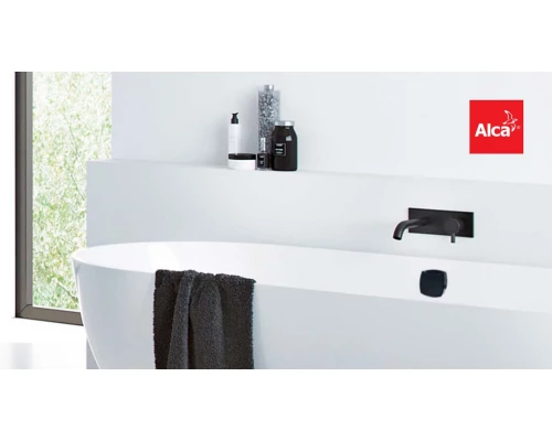 Слив-перелив AlcaPlast A564BLACK с наливом через перелив, цвет - черный матовый