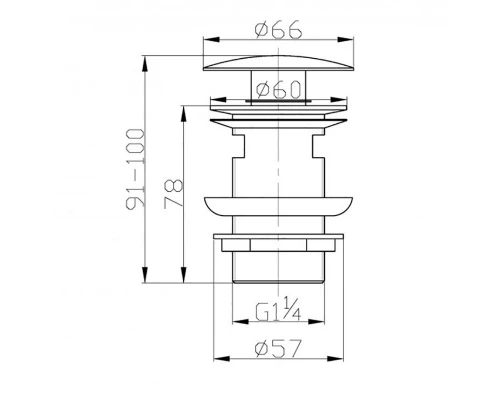 Донный клапан BelBagno, с переливом, черный матовый, BB-SAT-NERO